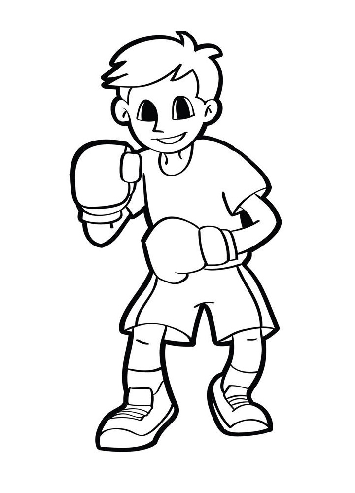 Dibujo de Un Niño Llevando Guantes de Boxeo para Colorear y Imprimir