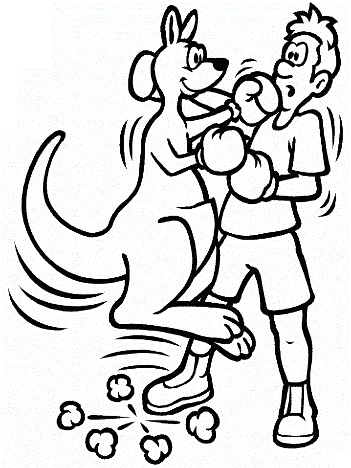 Dibujo de Un Tipo Peleando Con Un Canguro para Colorear y Imprimir