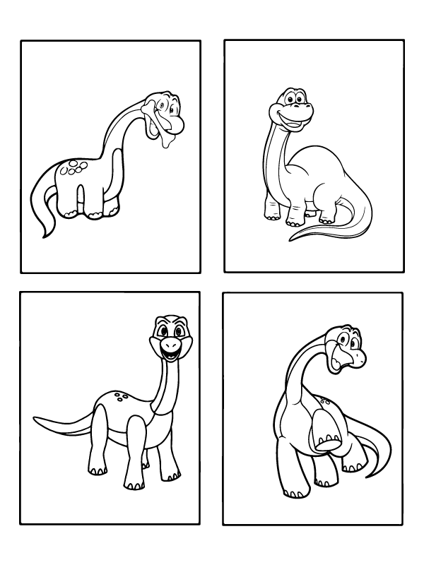 Dibujo de Four Bron The Dinosaur Coloring Page For Kids para Colorear y Imprimir