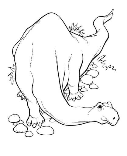 Dibujo de Brontosaurio Caminando para Colorear y Imprimir