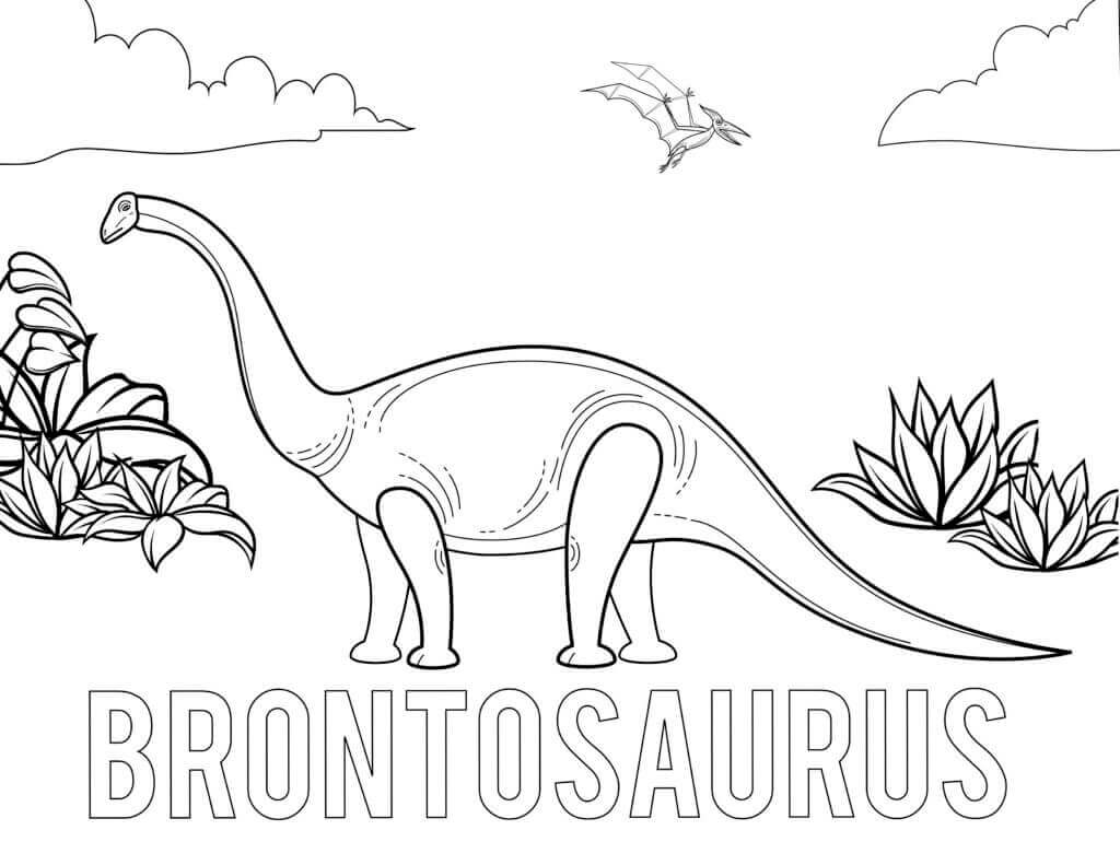 Dibujo de Dinosaurio Brontosaurio para Colorear y Imprimir