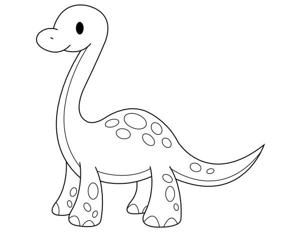 Dibujo de Lindo Brontosaurio para Colorear y Imprimir