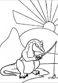 Dibujo de Pesca de Brontosaurio para Colorear y Imprimir