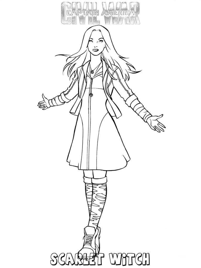 Dibujo de Bruja Escarlata Fresca para Colorear y Imprimir
