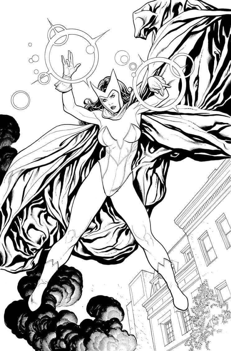 Dibujo de Bruja Escarlata Wanda para Colorear y Imprimir