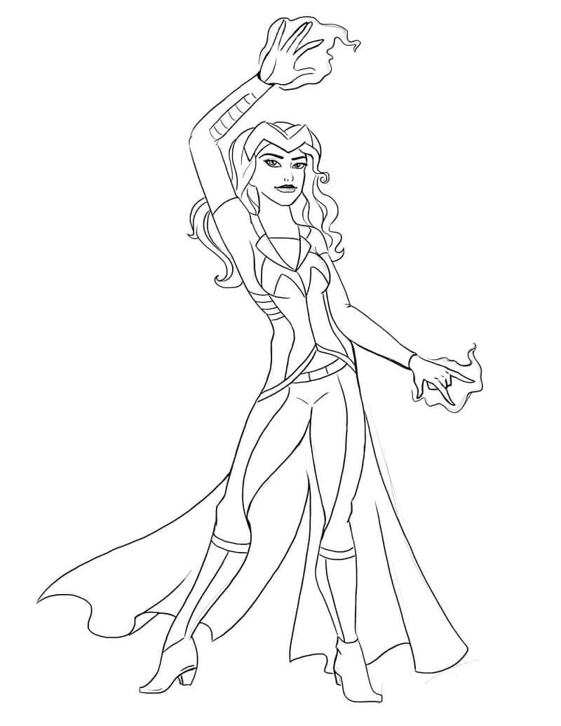 Dibujo de Bruja Escarlata Wandavision para Colorear y Imprimir