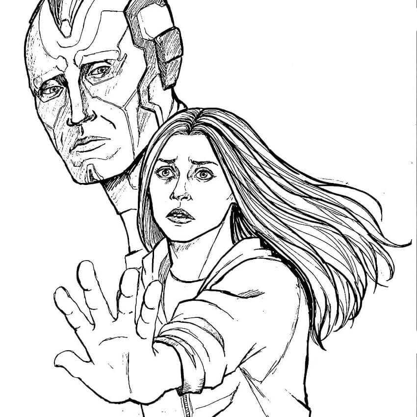 Dibujo de Wanda y Vision para Colorear y Imprimir