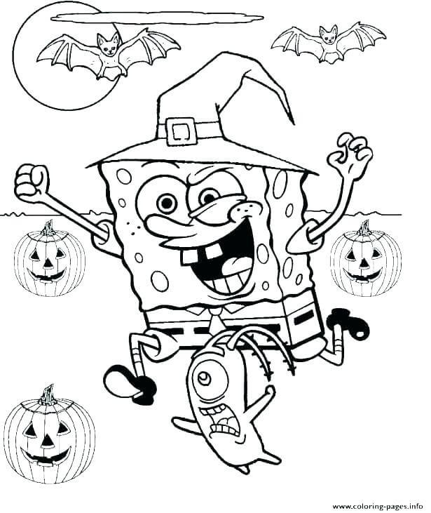 Dibujo de Bruja Bob Esponja Corriendo para Colorear y Imprimir