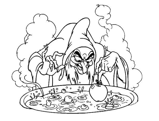 Dibujo de Bruja de Blancanieves para Colorear y Imprimir