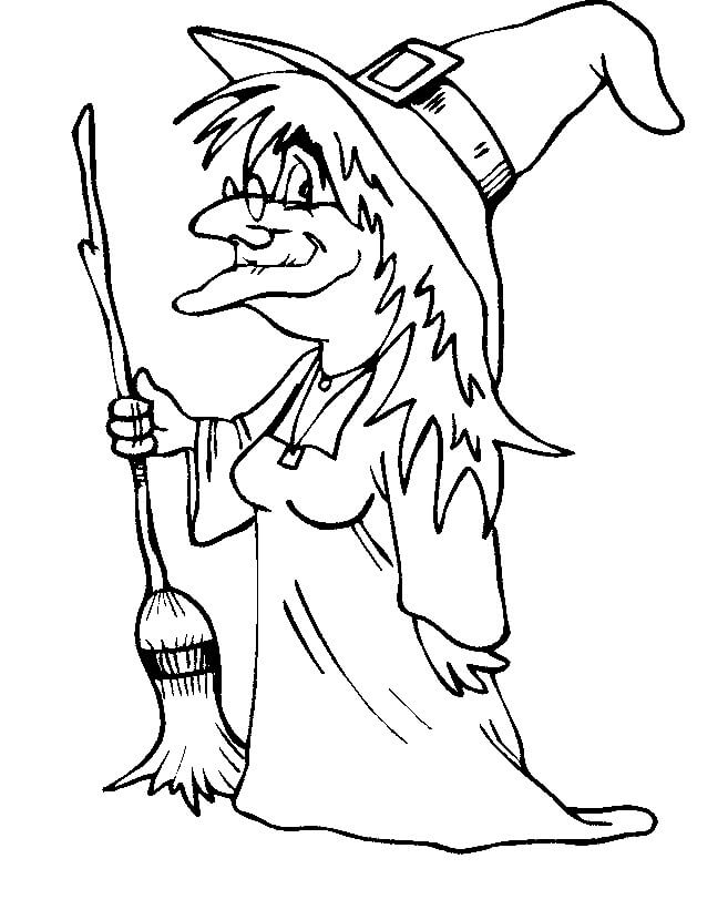 Dibujo de Bruja Divertida para Colorear y Imprimir