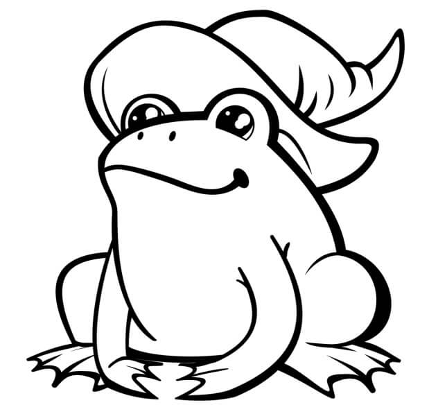 Dibujo de Bruja Rana Sonriendo para Colorear y Imprimir