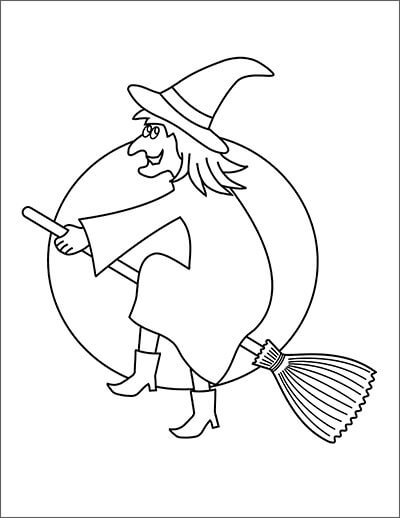 Dibujo de Dibujo de Bruja para Colorear y Imprimir