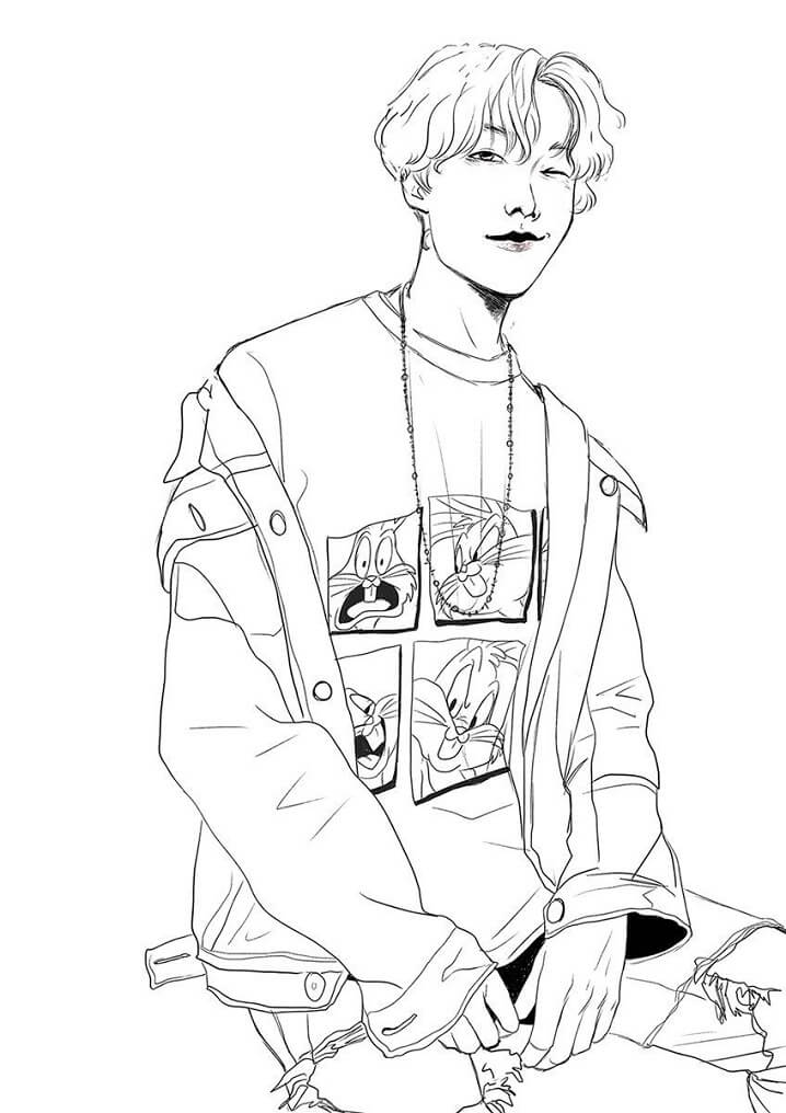 dibujo bts j hope para colorear