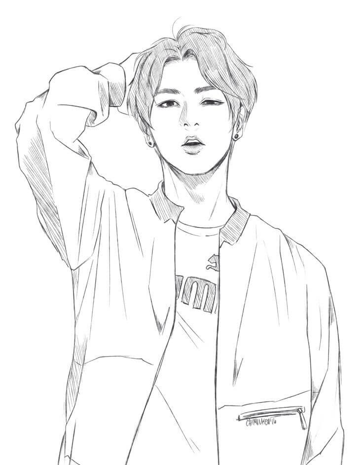 dibujo bts jungkook para colorear