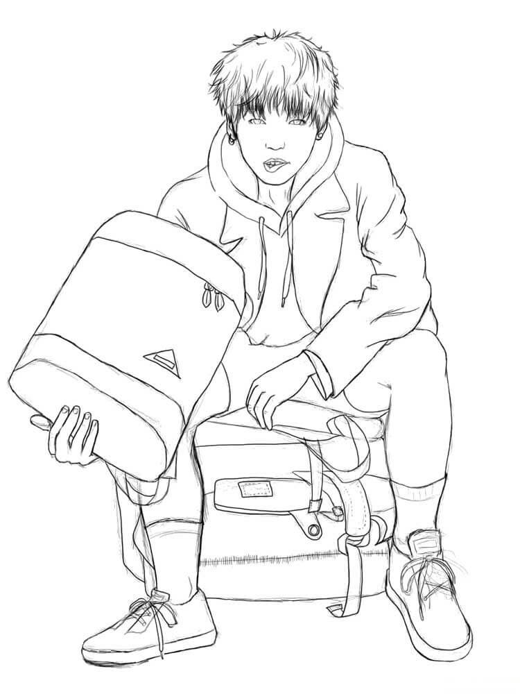dibujo bts sentado para colorear