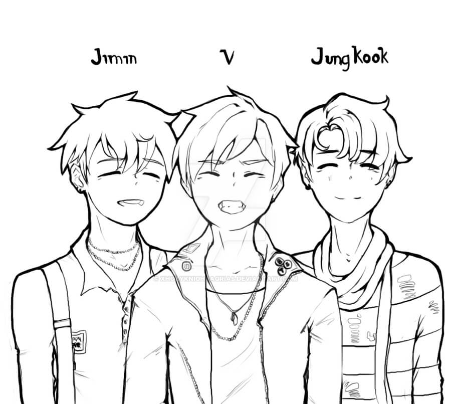 dibujo jimin v y jungkook para colorear
