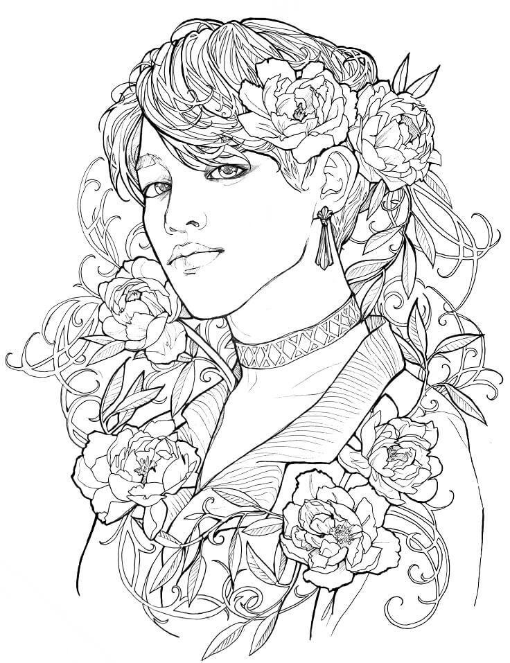 dibujo park jimin para colorear