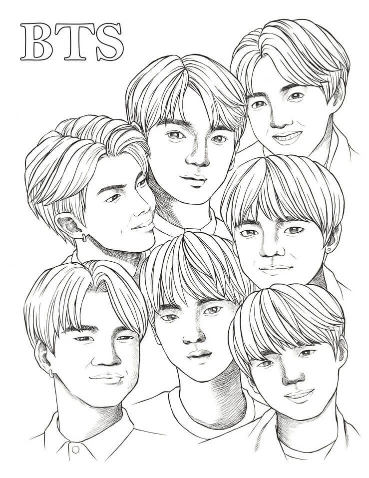 dibujo rifa divertida de bts para colorear
