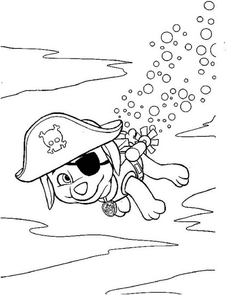 Dibujo de Buceo Zuma Paw Patrol 1 para Colorear y Imprimir
