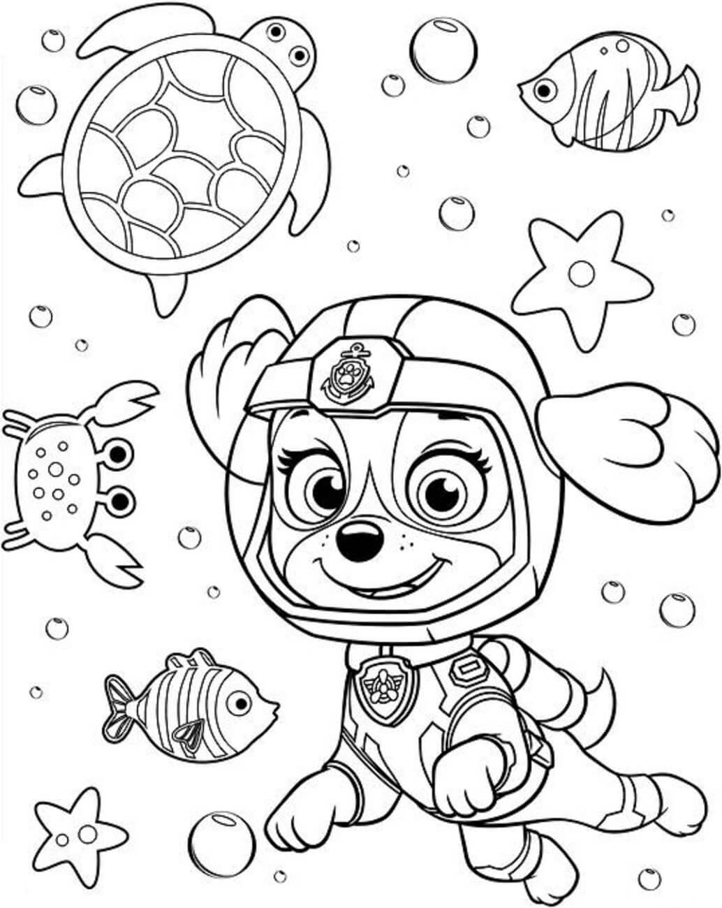 Dibujo de Everest Está Buceando para Colorear y Imprimir