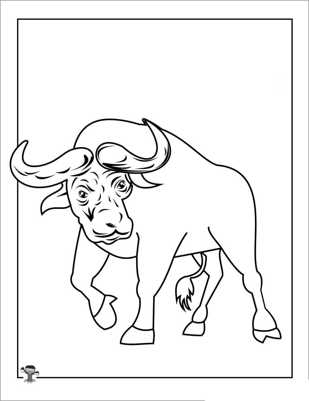 Dibujo de Bufalo Africano para Colorear y Imprimir