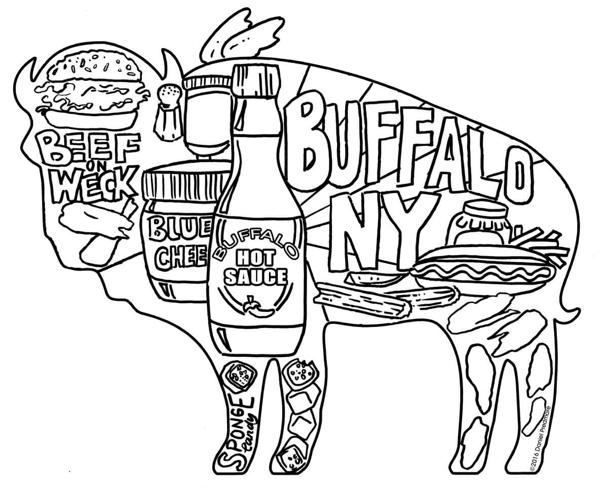 Dibujo de Bufalo Imprimible para Colorear y Imprimir