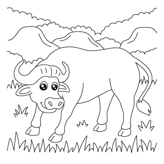 Dibujo de Bufalo Sonriente para Colorear y Imprimir