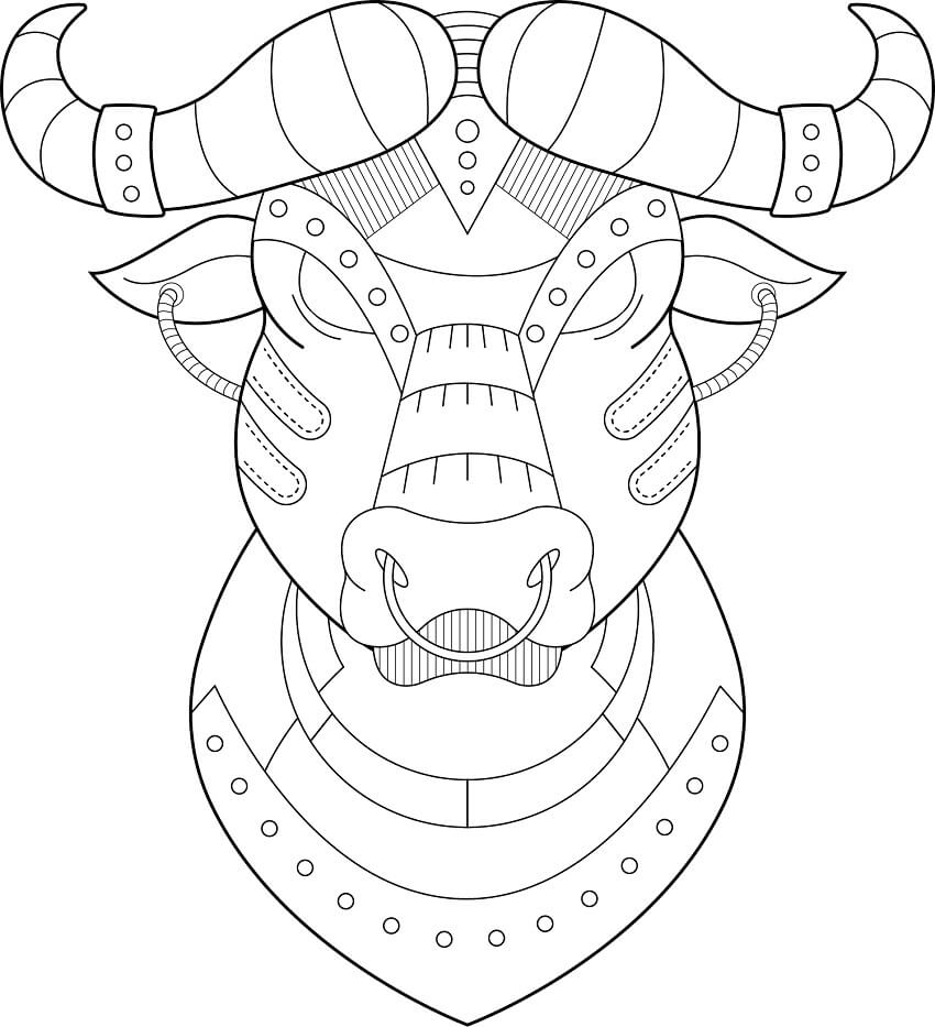 Dibujo de Cabeza de Bufalo Steampunk para Colorear y Imprimir