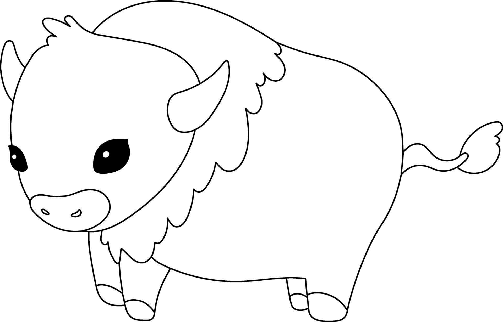 Dibujo de Pequeño Bufalo para Colorear y Imprimir