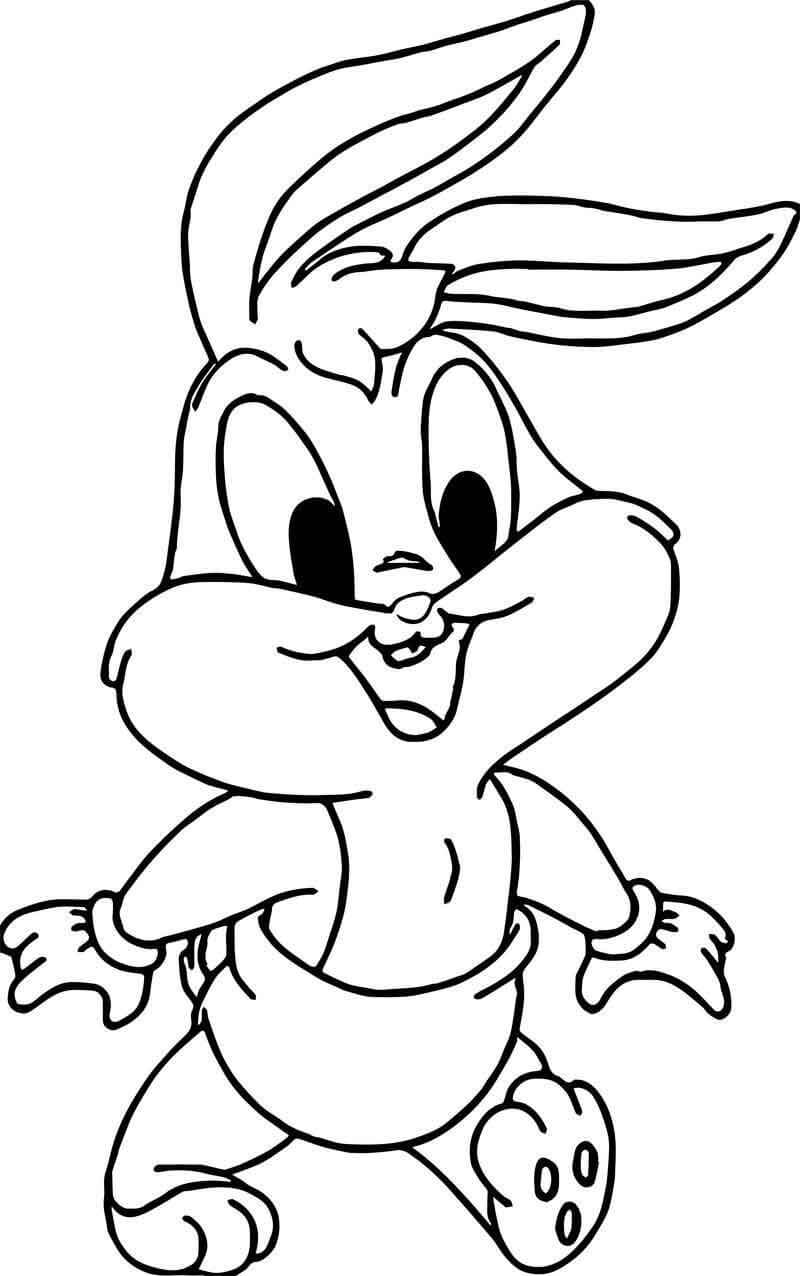 Dibujo de Bebé Bugs Bunny Caminando para Colorear y Imprimir
