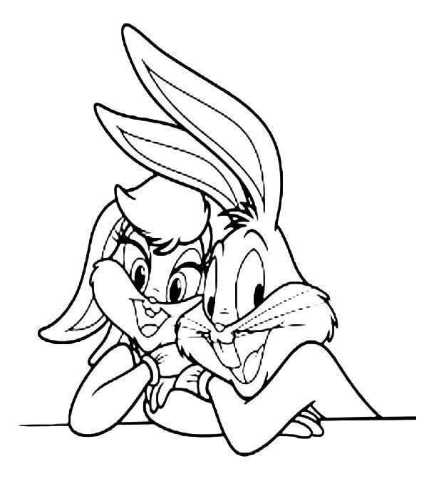 Dibujo de Bebé Bugs Bunny Con Lola para Colorear y Imprimir