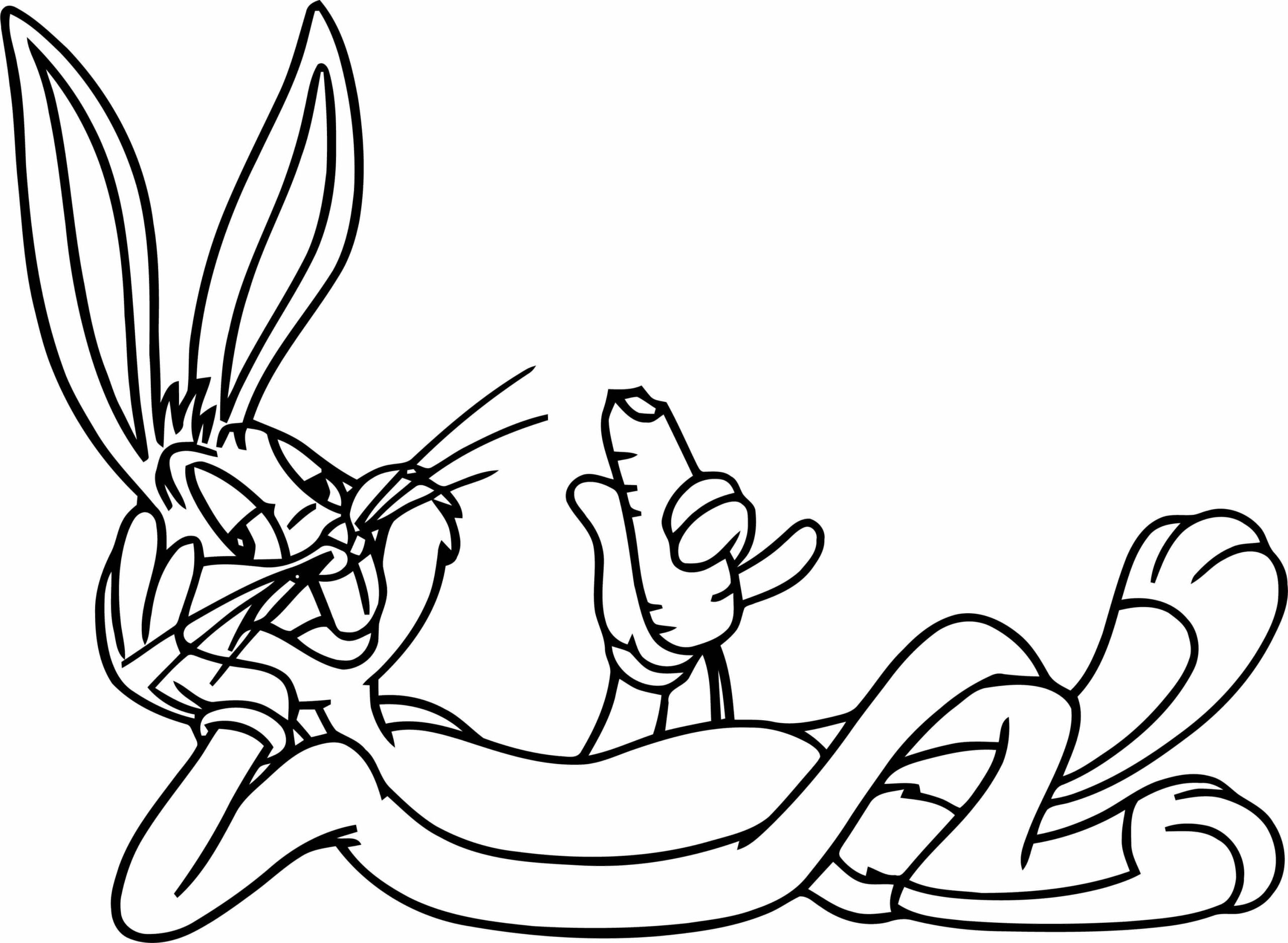 Dibujo de Bugs Bunny Comiendo Zanahoria Scaled para Colorear y Imprimir