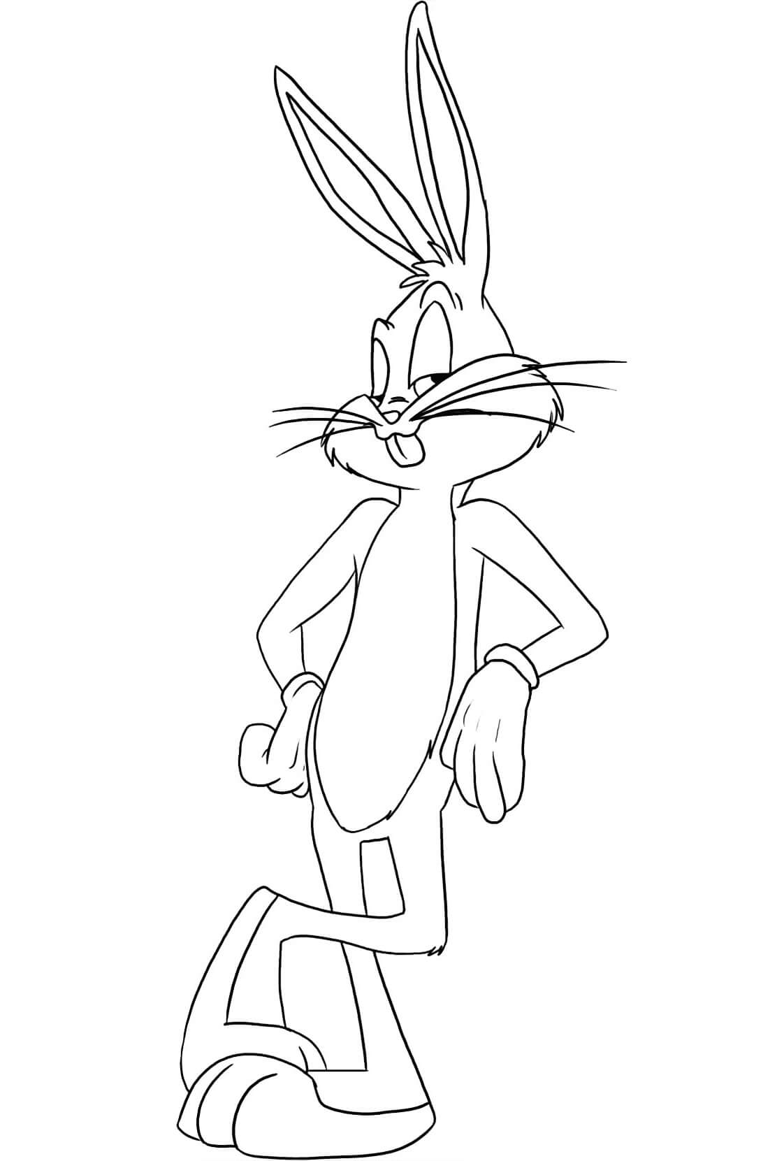 Dibujo de Bugs Bunny de Looney Tunes para Colorear y Imprimir