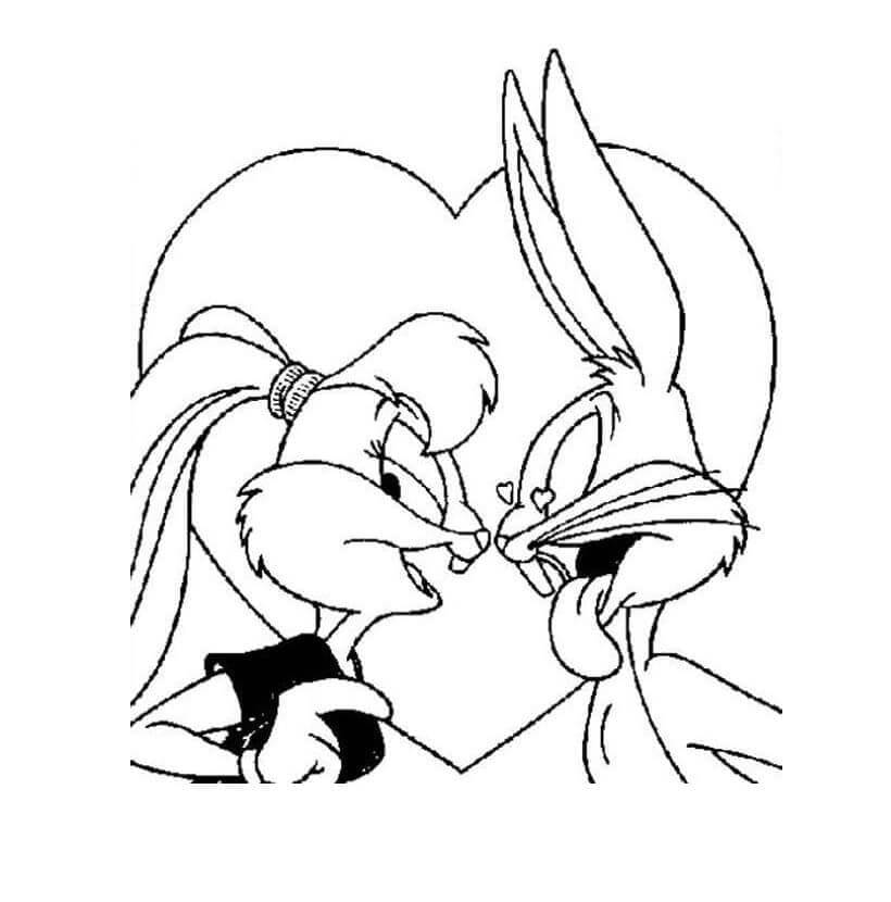 Dibujo de Bugs Bunny y Lola Amor para Colorear y Imprimir