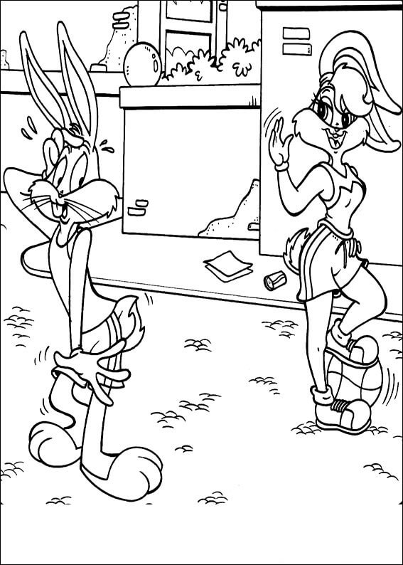 Dibujo de Bugs Bunny y Lola para Colorear y Imprimir