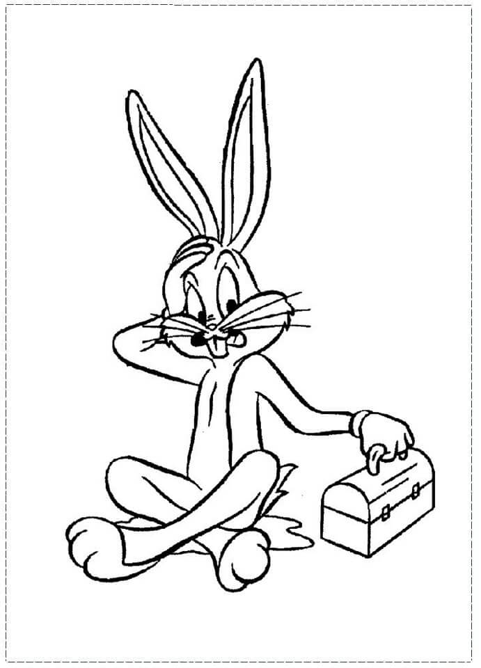 Dibujo de Conejito Preocupado de Los Insectos para Colorear y Imprimir