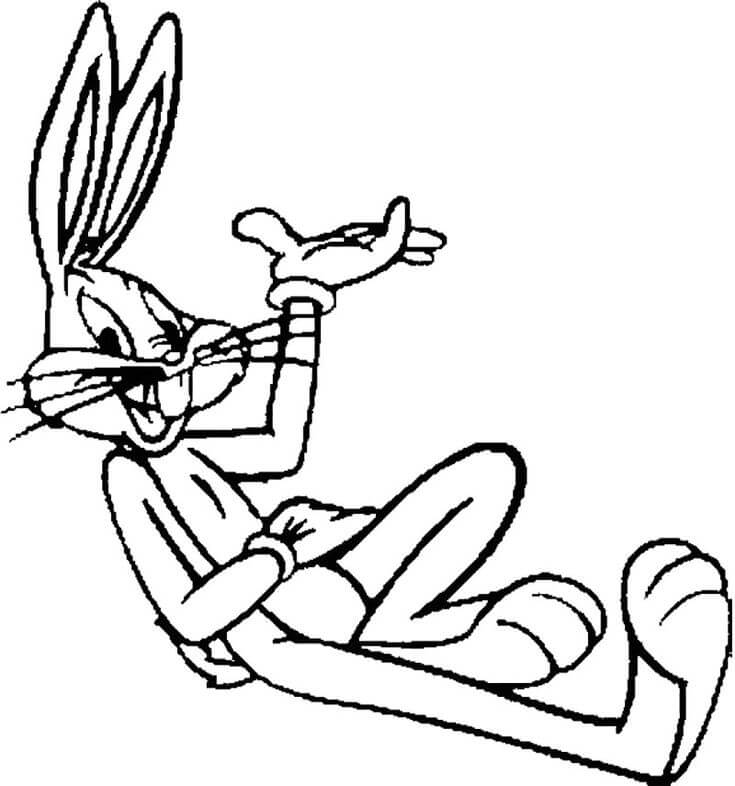 Dibujo de Dibujando Bugs Bunny Acostado para Colorear y Imprimir
