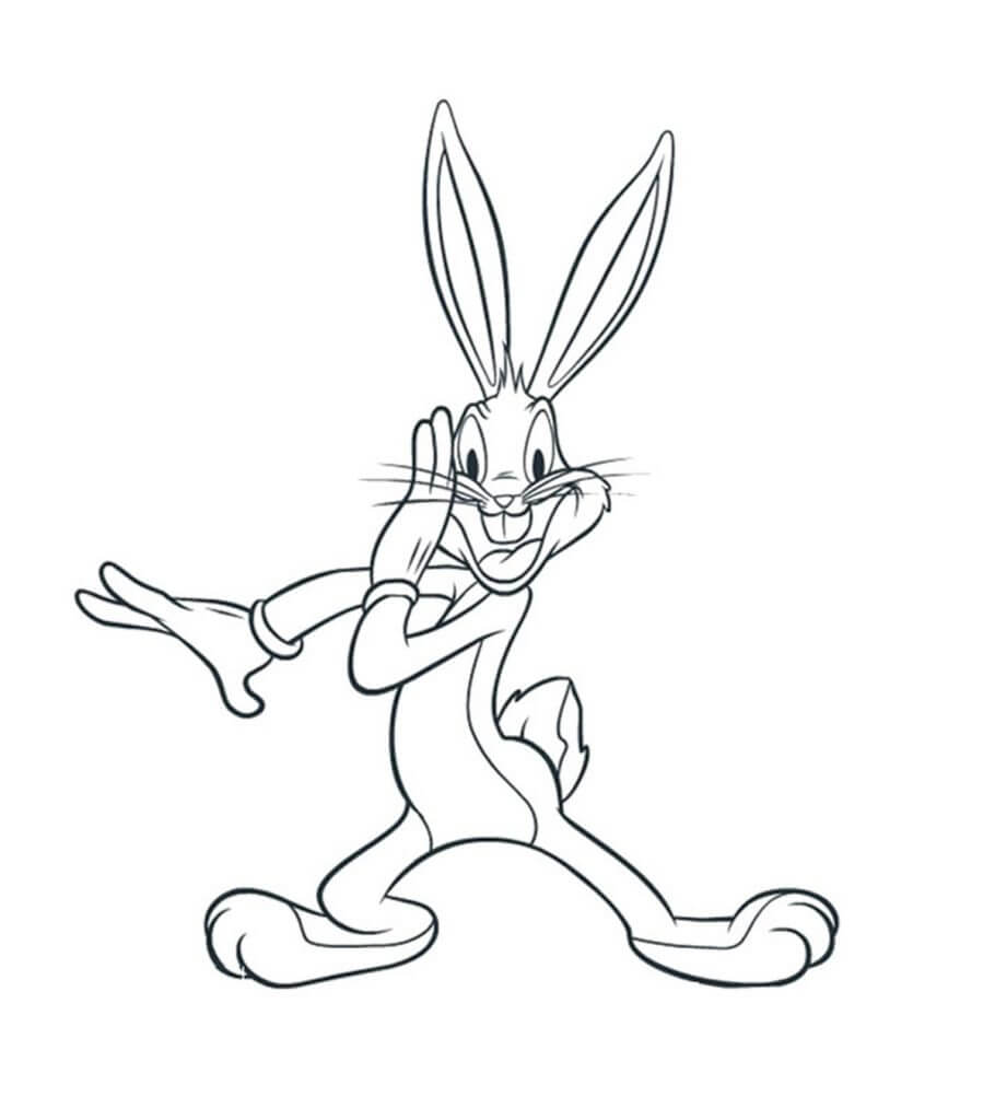 Dibujo de Divertido Bugs Bunny para Colorear y Imprimir