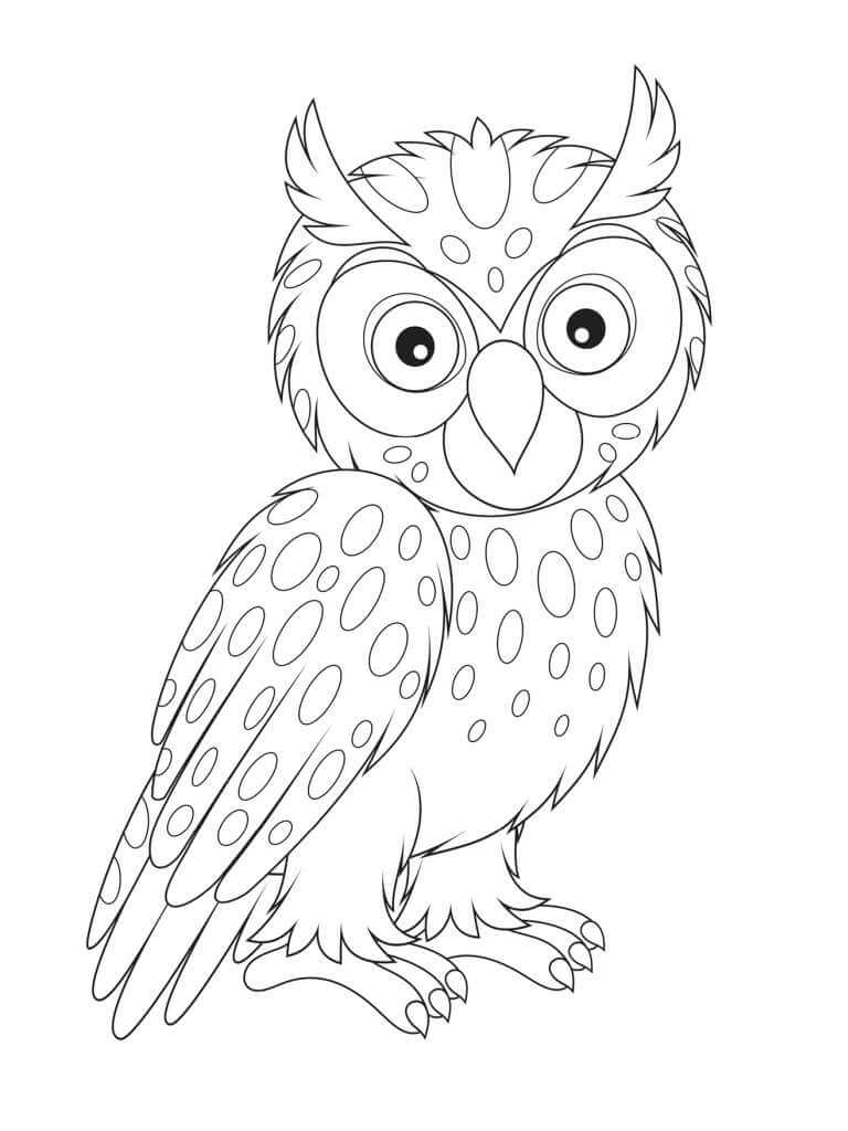 Dibujo de Búho Dulce para Colorear y Imprimir