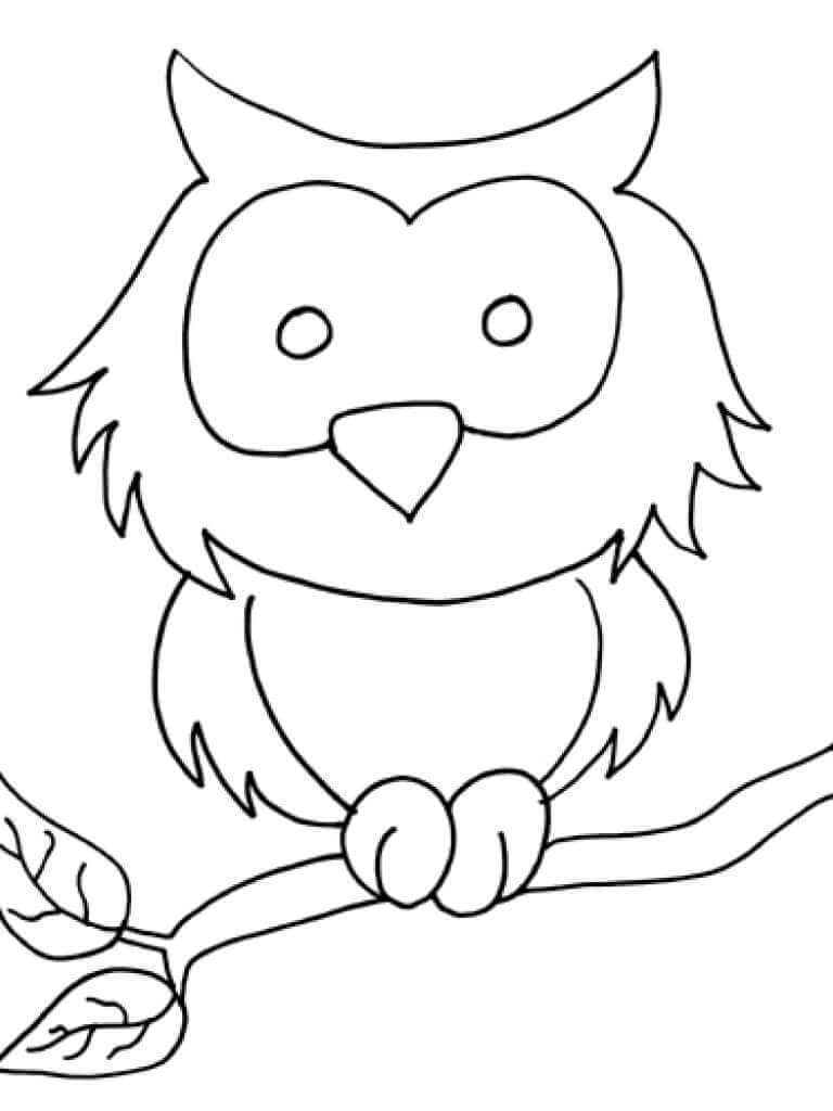 Dibujo de Búho Fácil para Colorear y Imprimir