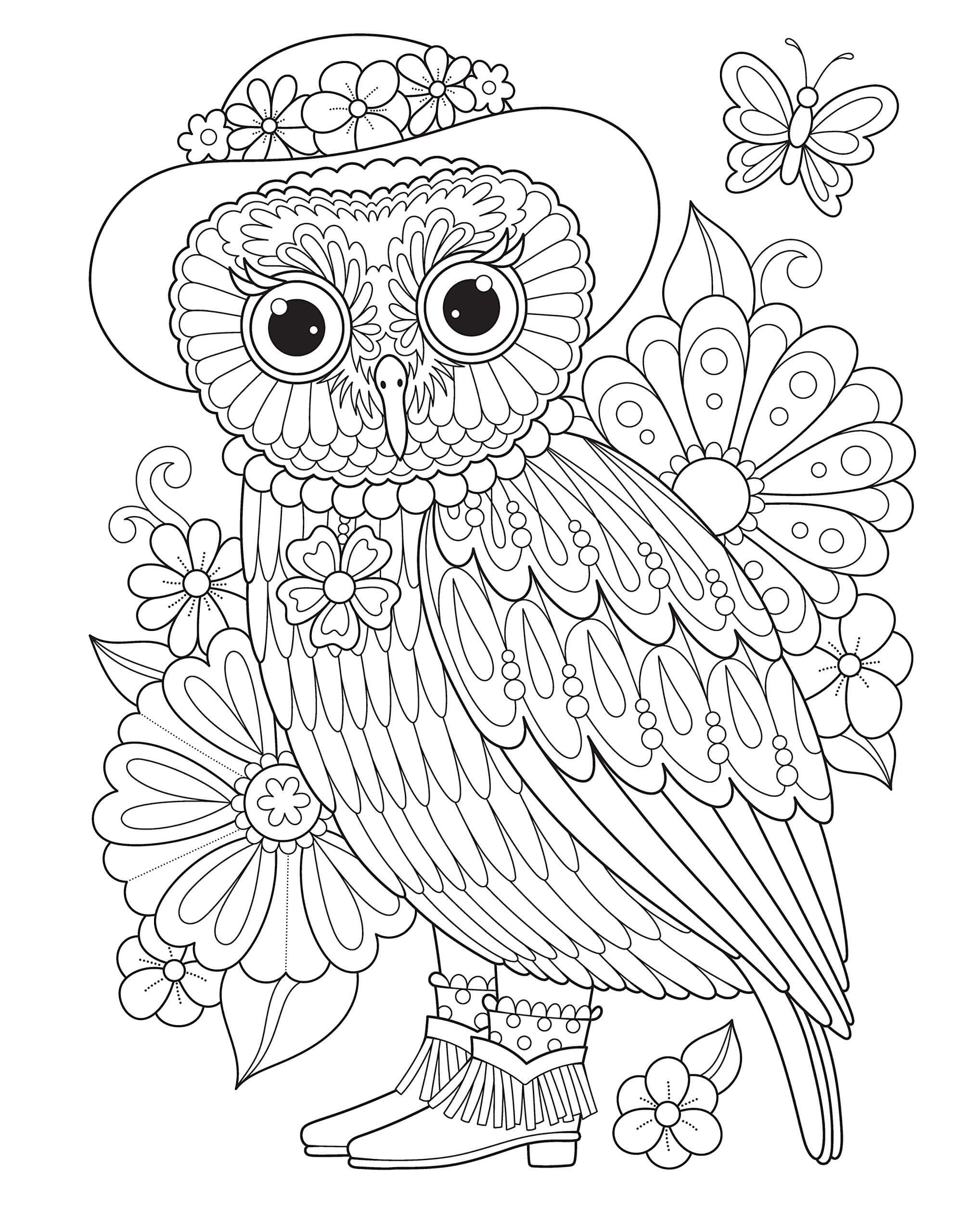 Dibujo de Búho Groovy para Colorear y Imprimir