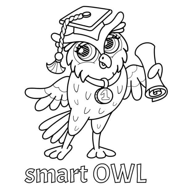 Dibujo de Búho Inteligente para Colorear y Imprimir