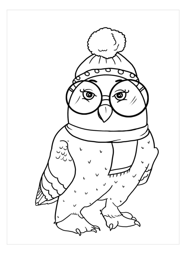 Dibujo de Búho Nevado para Colorear y Imprimir