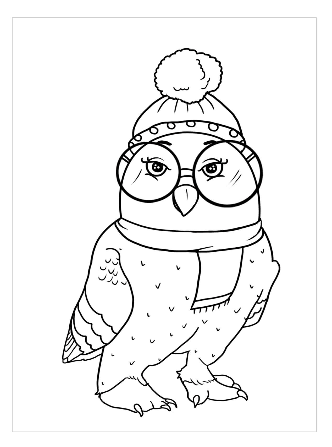 Dibujo de Búho Nevado para Colorear y Imprimir