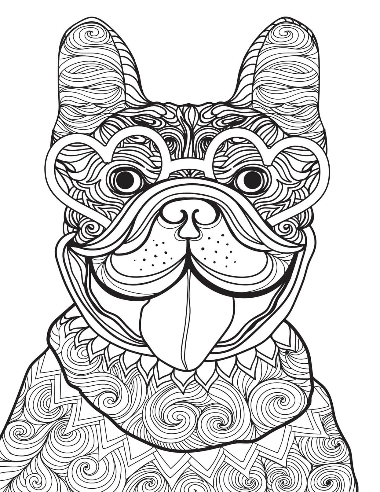 dibujo cara divertida de bulldog para colorear