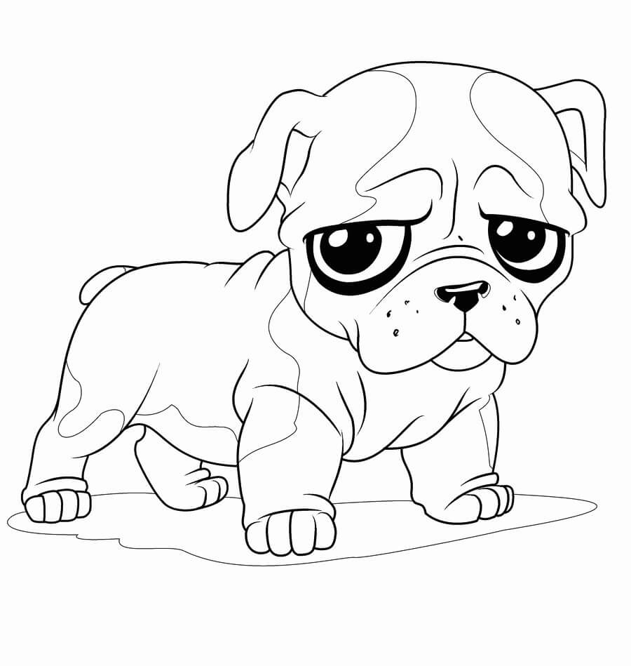 dibujo dibujos animados de bulldog para colorear