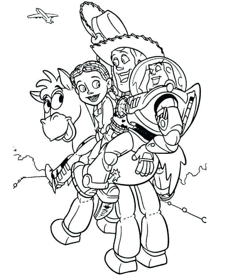 Dibujo de Diana Con Jessie y Buzz para Colorear y Imprimir