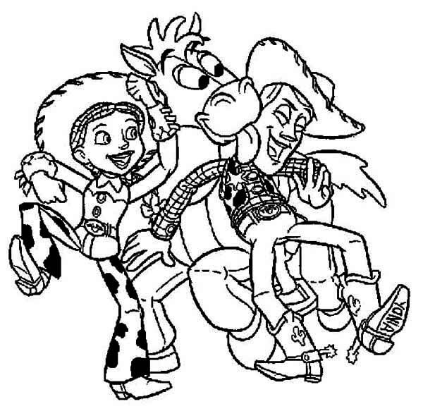 Dibujo de Jessie Bullseye y Woody Bailan para Colorear y Imprimir