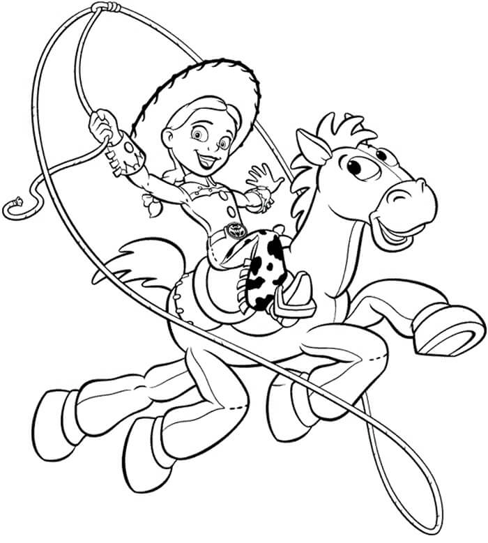 Dibujo de Jessie Montando Diana para Colorear y Imprimir