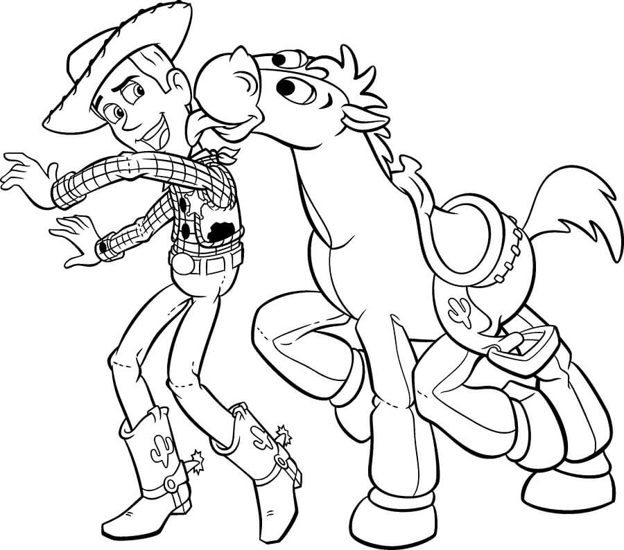 Dibujo de Woody y Bullseye para Colorear y Imprimir